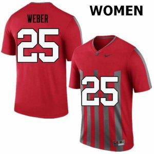 NCAA Ohio State Buckeyes Women's #25 Mike Weber Throwback Nike Football College Jersey QAZ4245AL